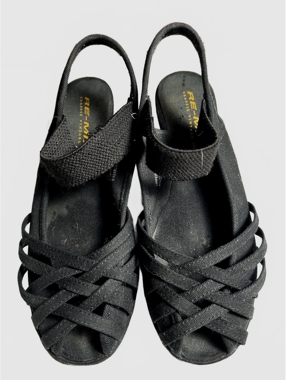 RE-MIX Classic Vintage-style Black Slingback Heels Size 7